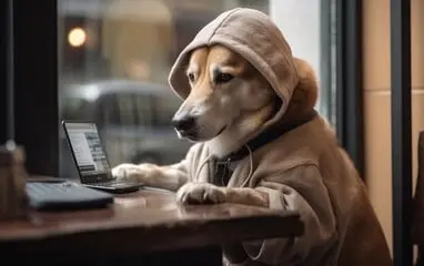 dog at desk